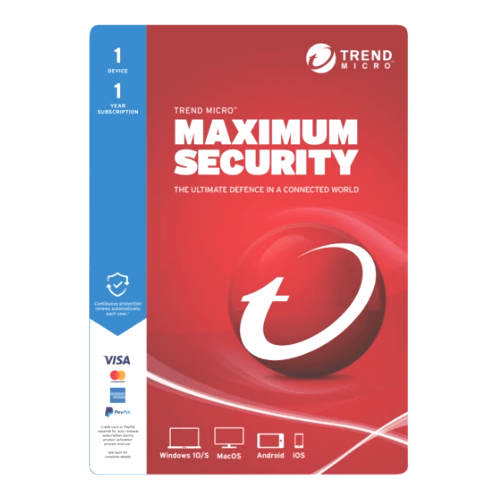 Trend Micro Maximum Security 2024 Ready (includes mobile security for Android and iOS) | Digital Download - Astech Cloud Systems